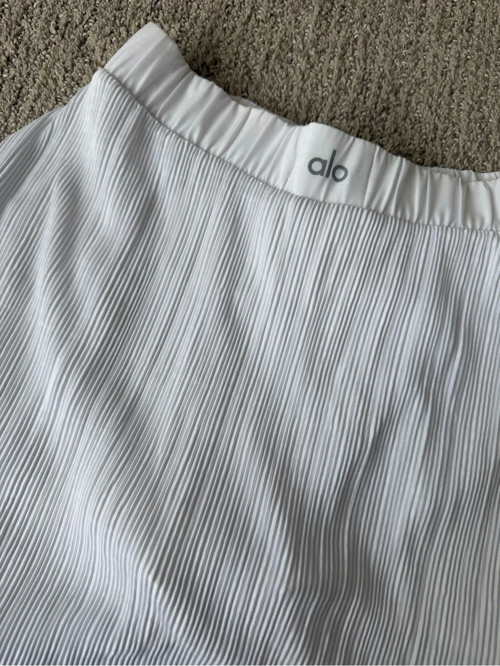 ALO Yoga White Plisse Skater Skirt
